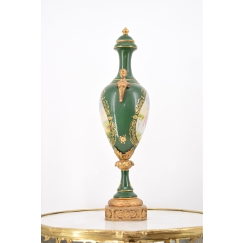Porcelanowy Wazon - Amfora Waza - Zielona - Porcelana Ręcznie Malowana