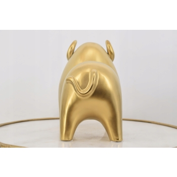 Nowoczesna Figura Byk - Modernistyczna Rzeźba - Ceramika Złocona Abstrakcja