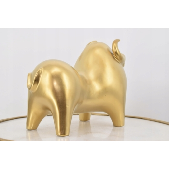 Nowoczesna Figura Byk - Modernistyczna Rzeźba - Ceramika Złocona Abstrakcja