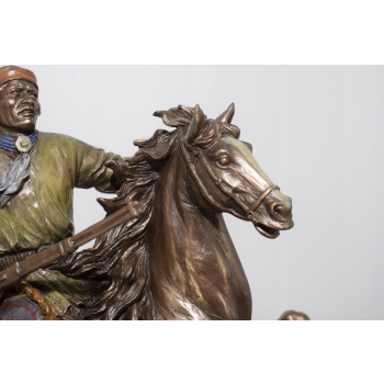 Apacz Na Koniu - Indianin - Indiańska Figura - Rzeźba Statuetka - Ozdoba