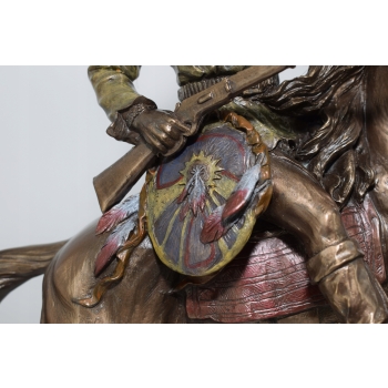 Apacz Na Koniu - Indianin - Indiańska Figura - Rzeźba Statuetka - Ozdoba