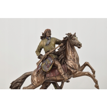 Apacz Na Koniu - Indianin - Indiańska Figura - Rzeźba Statuetka - Ozdoba