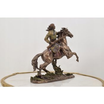 Apacz Na Koniu - Indianin - Indiańska Figura - Rzeźba Statuetka - Ozdoba
