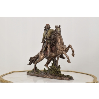 Apacz Na Koniu - Indianin - Indiańska Figura - Rzeźba Statuetka - Ozdoba