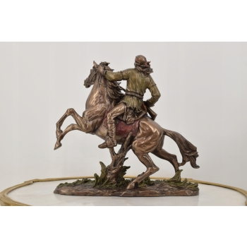 Apacz Na Koniu - Indianin - Indiańska Figura - Rzeźba Statuetka - Ozdoba
