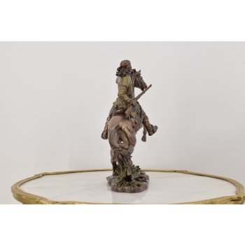 Apacz Na Koniu - Indianin - Indiańska Figura - Rzeźba Statuetka - Ozdoba