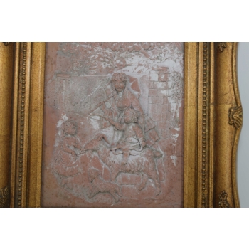 Obraz Alabaster - Scena Rodzajowa - Kobieta z Dziećmi - Wieś - Złota Rama