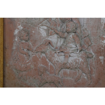 Obraz Alabaster - Scena Rodzajowa - Kobieta z Dziećmi - Wieś - Złota Rama