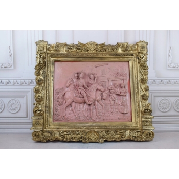 Obraz Alabaster - Złota Rama - Wojsko na Koniach - Żołnierze Wojna - Wieś