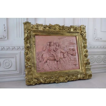 Obraz Alabaster - Złota Rama - Wojsko na Koniach - Żołnierze Wojna - Wieś