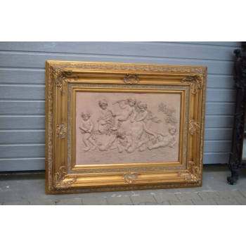 WIELKI OBRAZ ALABASTER - DZIECI NA LWIE 138CM