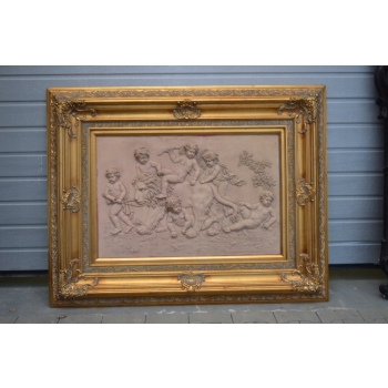 WIELKI OBRAZ ALABASTER - DZIECI NA LWIE 138CM