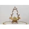 Patera Porcelanowy Koszyk Kremowy - Porcelana + Brąz - Sygnowany Żardiniera