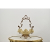 Patera Porcelanowy Koszyk Kremowy - Porcelana + Brąz - Sygnowany Żardiniera