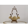 Patera Porcelanowy Koszyk Kremowy - Porcelana + Brąz - Sygnowany Żardiniera