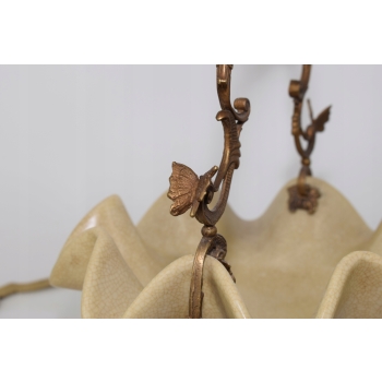 Patera Porcelanowy Koszyk Kremowy - Porcelana + Brąz - Sygnowany Żardiniera