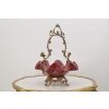 Patera Porcelanowy Koszyk Czerwony Porcelana + Brąz - Sygnowany Żardiniera