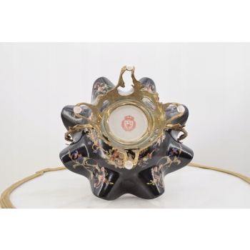 Patera Porcelanowy Koszyk Czarny Porcelana + Brąz - Sygnowany Żardiniera