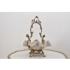 Patera Porcelanowy Koszyk PTASZEK Porcelana + Brąz - Sygnowany Żardiniera