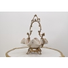 Patera Porcelanowy Koszyk PTASZEK Porcelana + Brąz - Sygnowany Żardiniera