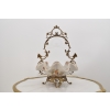 Patera Porcelanowy Koszyk PTASZEK Porcelana + Brąz - Sygnowany Żardiniera