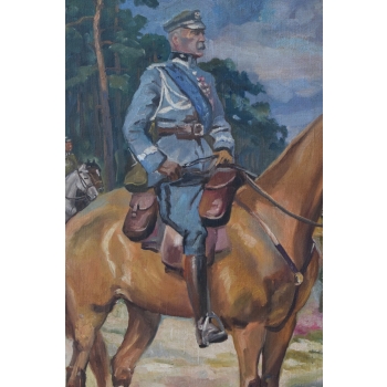 Wojciech Kossak - Piłsudski na Koniu Kasztance - Obraz Olejny na Płótnie