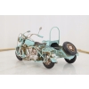 Metalowy Motocykl Motor z Przyczepką Niebieski - Model - Zabawka Vintage