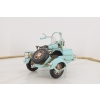 Metalowy Motocykl Motor z Przyczepką Niebieski - Model - Zabawka Vintage