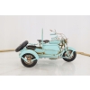 Metalowy Motocykl Motor z Przyczepką Niebieski - Model - Zabawka Vintage