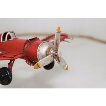 Stary Model Samolotu Wojskowego - Samolot Retro Czerwony - Pilot Prezent