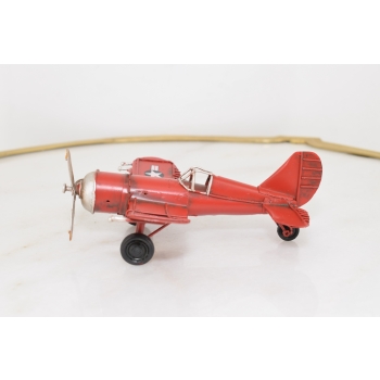 Stary Model Samolotu Wojskowego - Samolot Retro Czerwony - Pilot Prezent