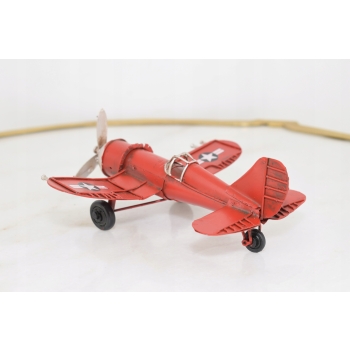 Stary Model Samolotu Wojskowego - Samolot Retro Czerwony - Pilot Prezent