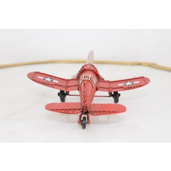 Stary Model Samolotu Wojskowego - Samolot Retro Czerwony - Pilot Prezent