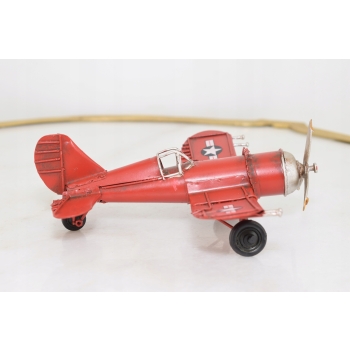 Stary Model Samolotu Wojskowego - Samolot Retro Czerwony - Pilot Prezent