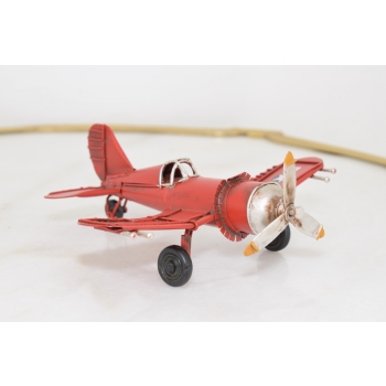 Stary Model Samolotu Wojskowego - Samolot Retro Czerwony - Pilot Prezent