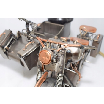Zabytkowy Metalowy Motocykl Wojskowy - Model Motor z Karabinem - Vintage