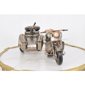 Zabytkowy Metalowy Motocykl Wojskowy - Model Motor z Karabinem - Vintage