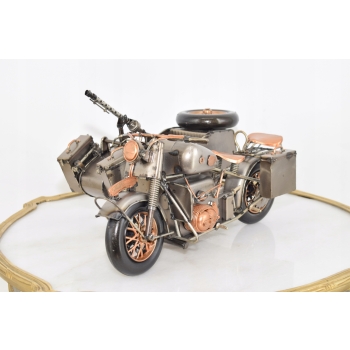 Zabytkowy Metalowy Motocykl Wojskowy - Model Motor z Karabinem - Vintage