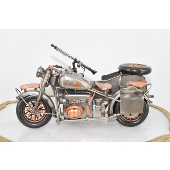 Zabytkowy Metalowy Motocykl Wojskowy - Model Motor z Karabinem - Vintage