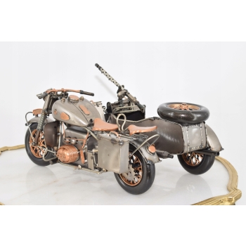 Zabytkowy Metalowy Motocykl Wojskowy - Model Motor z Karabinem - Vintage