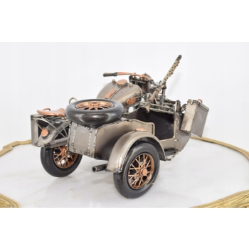 Zabytkowy Metalowy Motocykl Wojskowy - Model Motor z Karabinem - Vintage