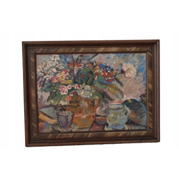 Jan Cybis - Kwiaty w Wazonie - Martwa Natura - Obraz Olejny - Ozdoba