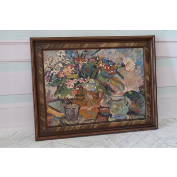 Jan Cybis - Kwiaty w Wazonie - Martwa Natura - Obraz Olejny - Ozdoba