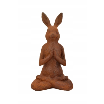 Żeliwna Stara Figura - Medytujący Zając Królik - Rustykalna Figurka