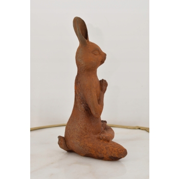 Żeliwna Stara Figura - Medytujący Zając Królik - Rustykalna Figurka