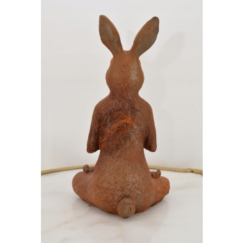 Żeliwna Stara Figura - Medytujący Zając Królik - Rustykalna Figurka