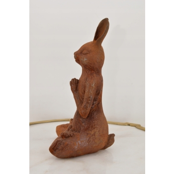 Żeliwna Stara Figura - Medytujący Zając Królik - Rustykalna Figurka