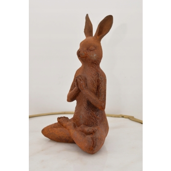 Żeliwna Stara Figura - Medytujący Zając Królik - Rustykalna Figurka