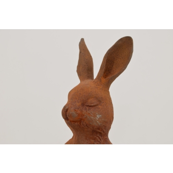 Żeliwna Stara Figura - Medytujący Zając Królik - Rustykalna Figurka