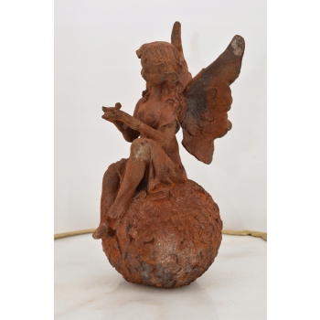 Calineczka z Ptaszkiem - Wróżka Elf - Figura Rzeźba z Żeliwa - Dom Ogród